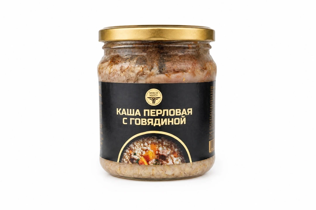 КАША ПЕРЛОВАЯ С ГОВЯДИНОЙ МЯСО МАРКЕТ  С/Б 450Г СП